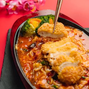 Mie Hotplate ayam katsu
